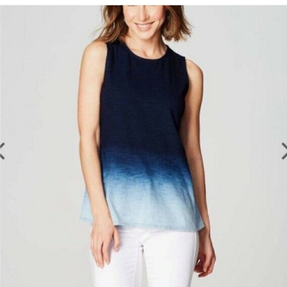 PureJJill Indigo blue ombré tank top size S petite.